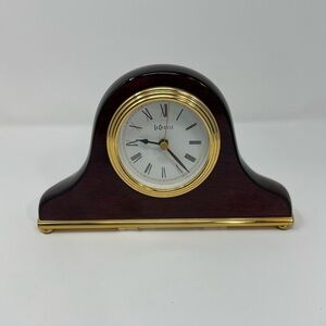 La Crosse Quartz Analog Mantel Clock Mahogany Wood Desk Shelf Roman Numerals